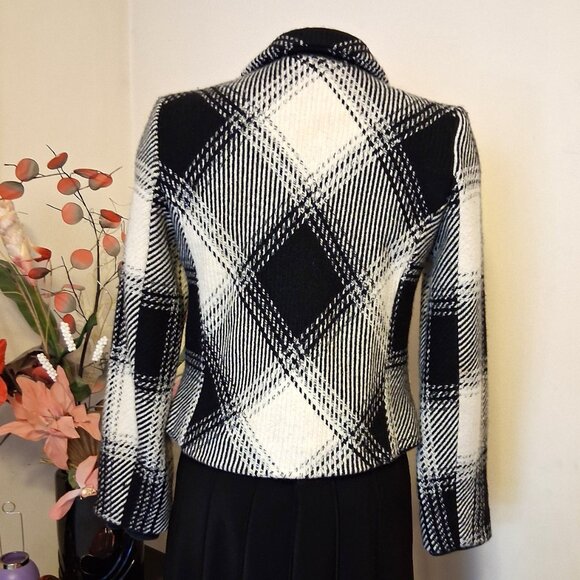 NWT NOUSVOUS Women's Black White Lined Blazer Zip Blazer Jacket Size M 10 - Picture 4 of 16